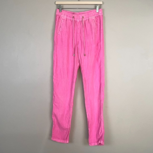 Lilly Pulitzer Pants - Lilly Pulitzer Taron Linen Pants Women S Resort Coastal Drawstring Mid Rise Pink